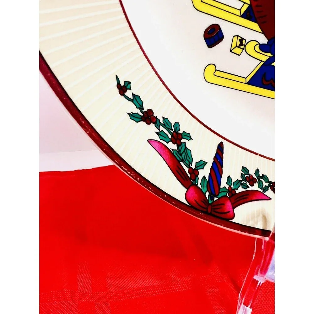 Vintage GEI Santa Sleigh Reindeer Christmas Serving Platter 14” Oval Tray